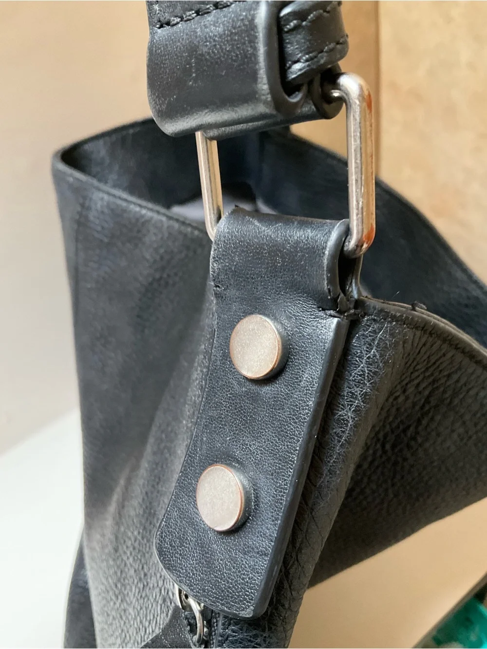 Treasure & Bond Black Leather Crossbody Hobo Slouchy Tote EMO Bag Chain charms